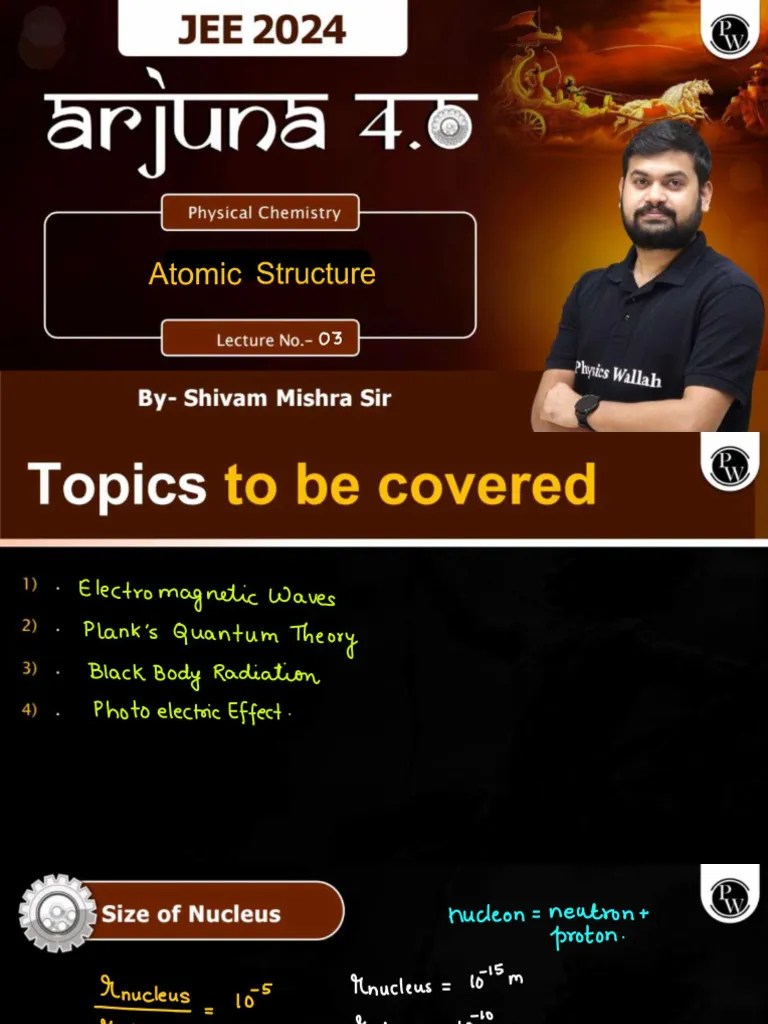 Atomic Structure 03 - Class Notes - Arjuna JEE 4.0 2024 | PDF