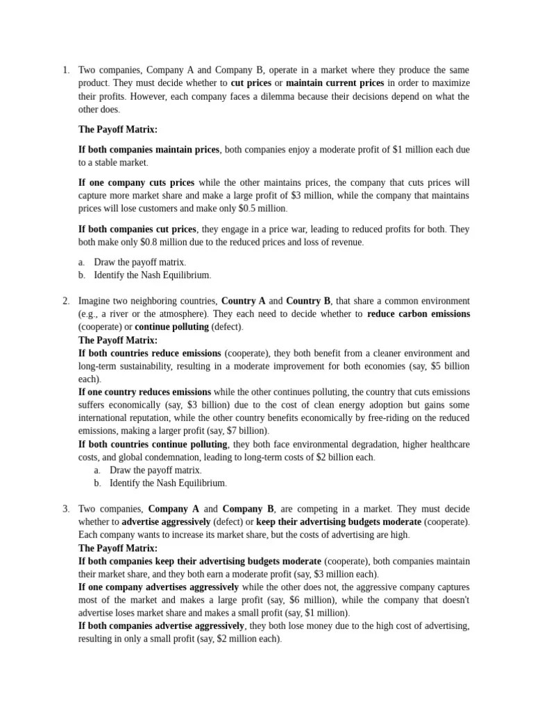 Game Theory | PDF | Profit (Economics) | Prices