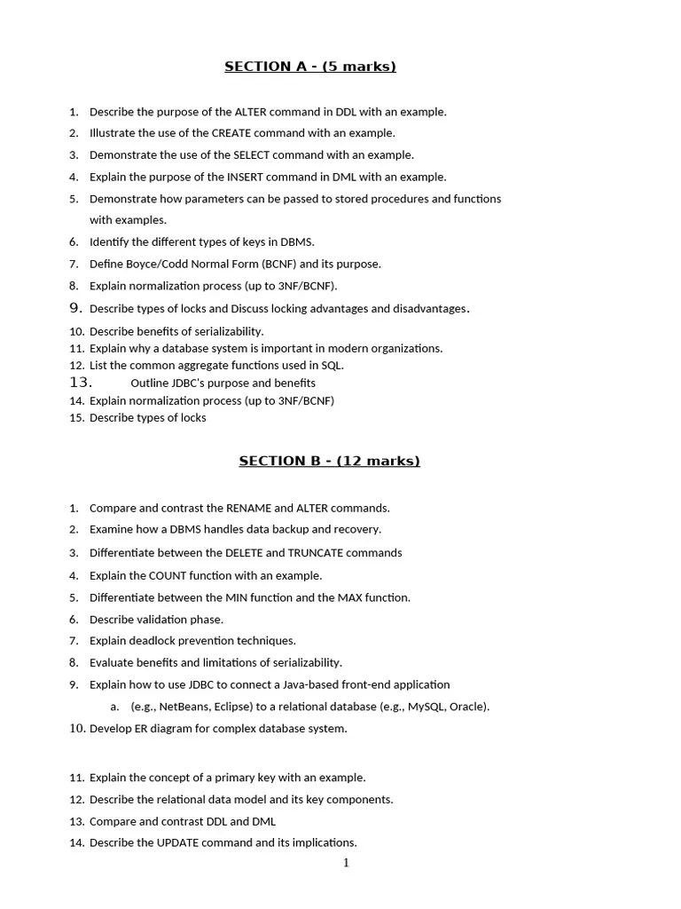 DBMS Question Bank | PDF | Databases | Relational Database