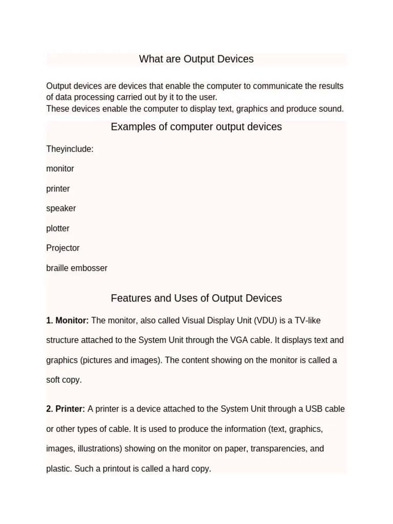 Input And Output Devices | PDF | Printer (Computing) | Computer Keyboard