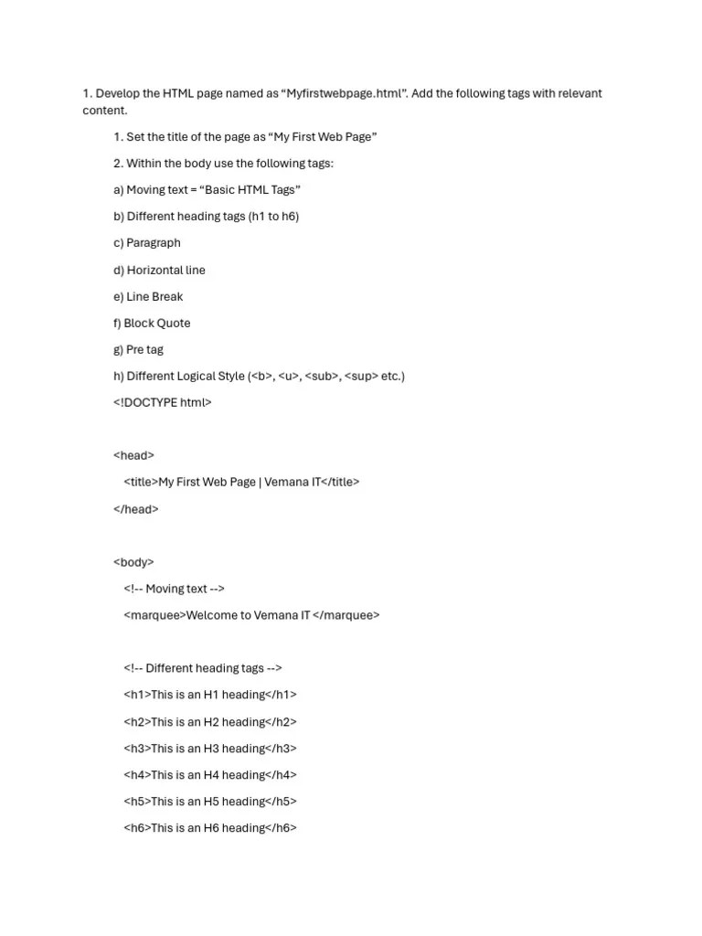 Lab Manual | PDF | Html | Paragraph