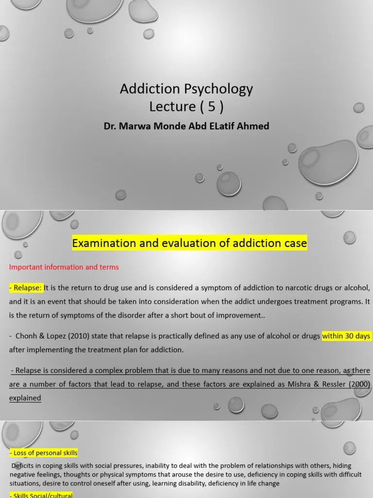 Lecture 5 Addiction | PDF | Substance Dependence | Substance Abuse