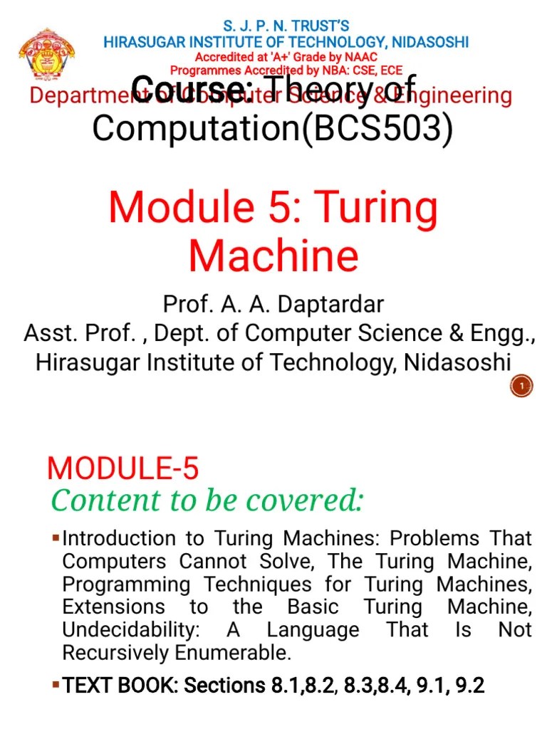 Module 5 TuringMachine | PDF | Time Complexity | Computational ...