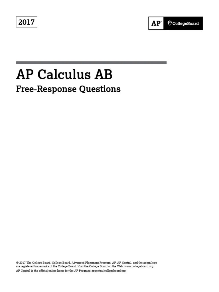 Ap Calculus Ab FRQ 2017 | PDF | Mathematical Analysis | Calculus