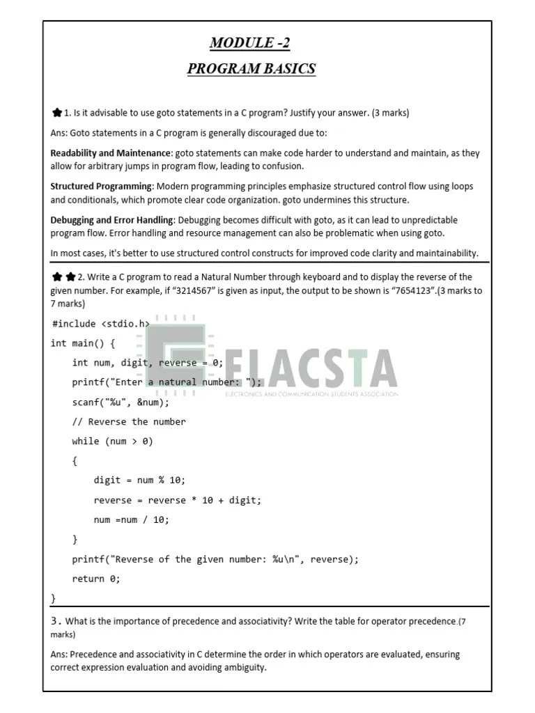 C Programming Basics And Concepts | PDF | Integer (Computer Science ...