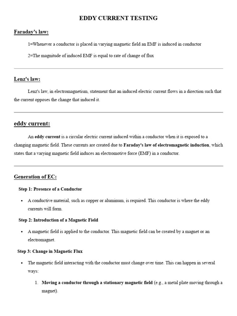 Eddy Current Testing | PDF | Electromagnetic Induction | Electric Current