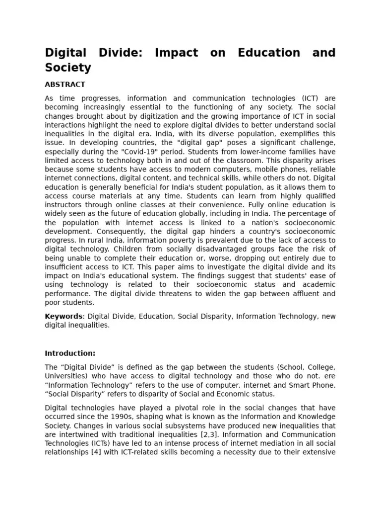 Digital Divide | PDF | Educational Technology | Information And ...