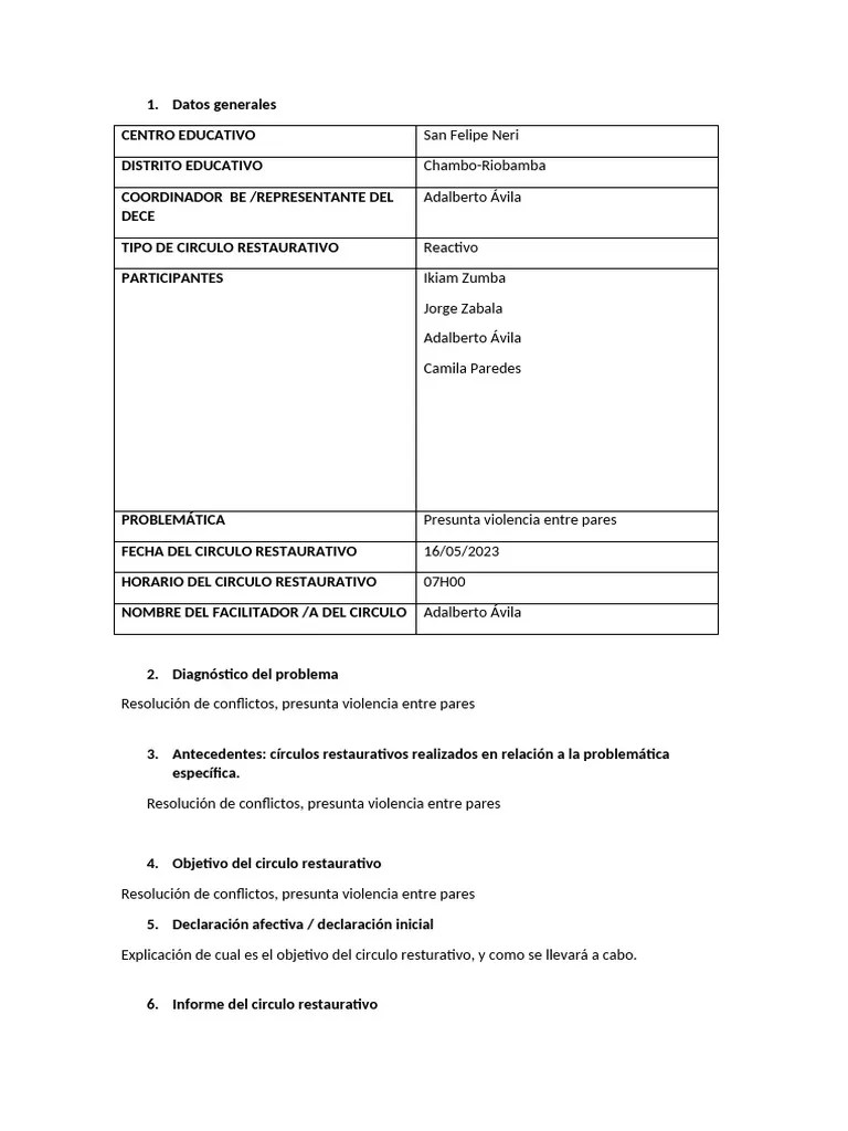 Circulo Restaurativo | PDF