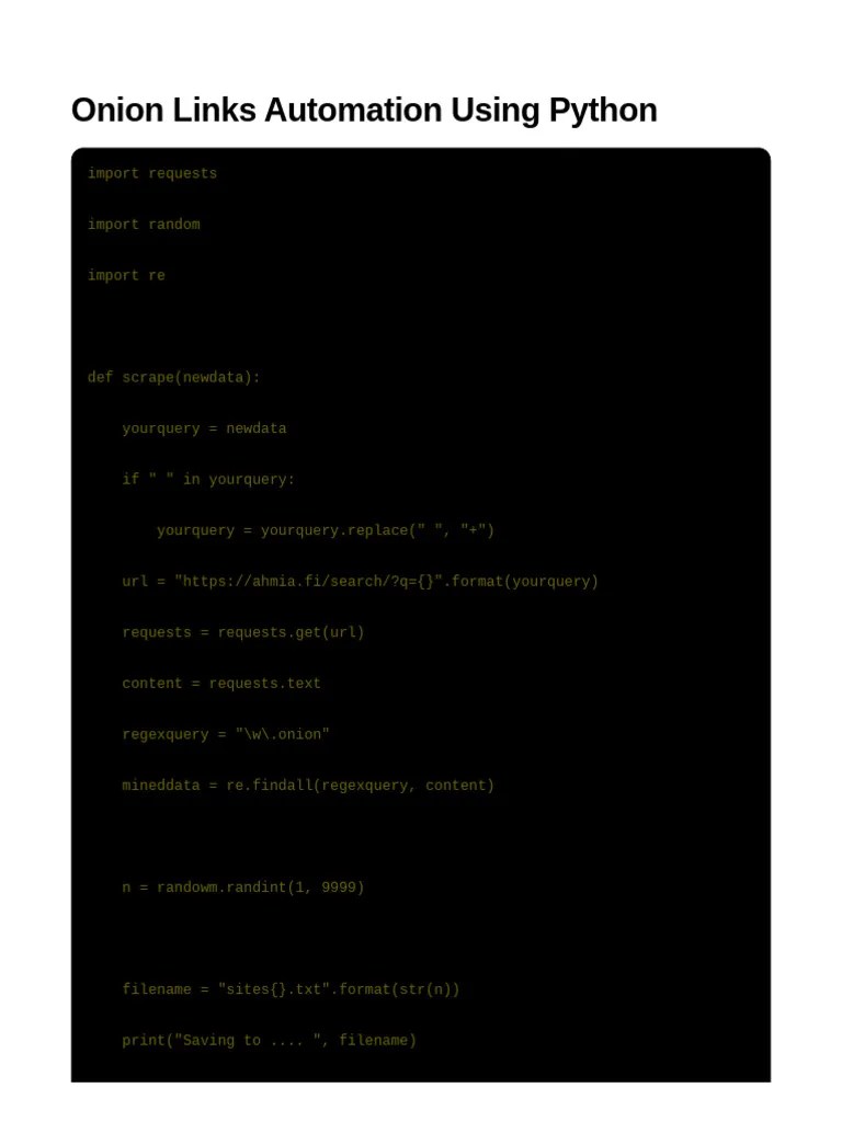 Onion Links Automation Using Python | PDF