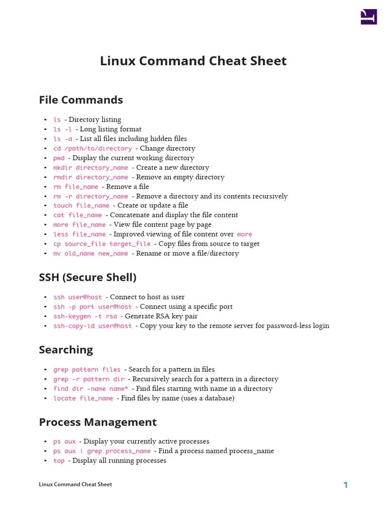 Linux Command CheatSheet | PDF | Filename | Computer File