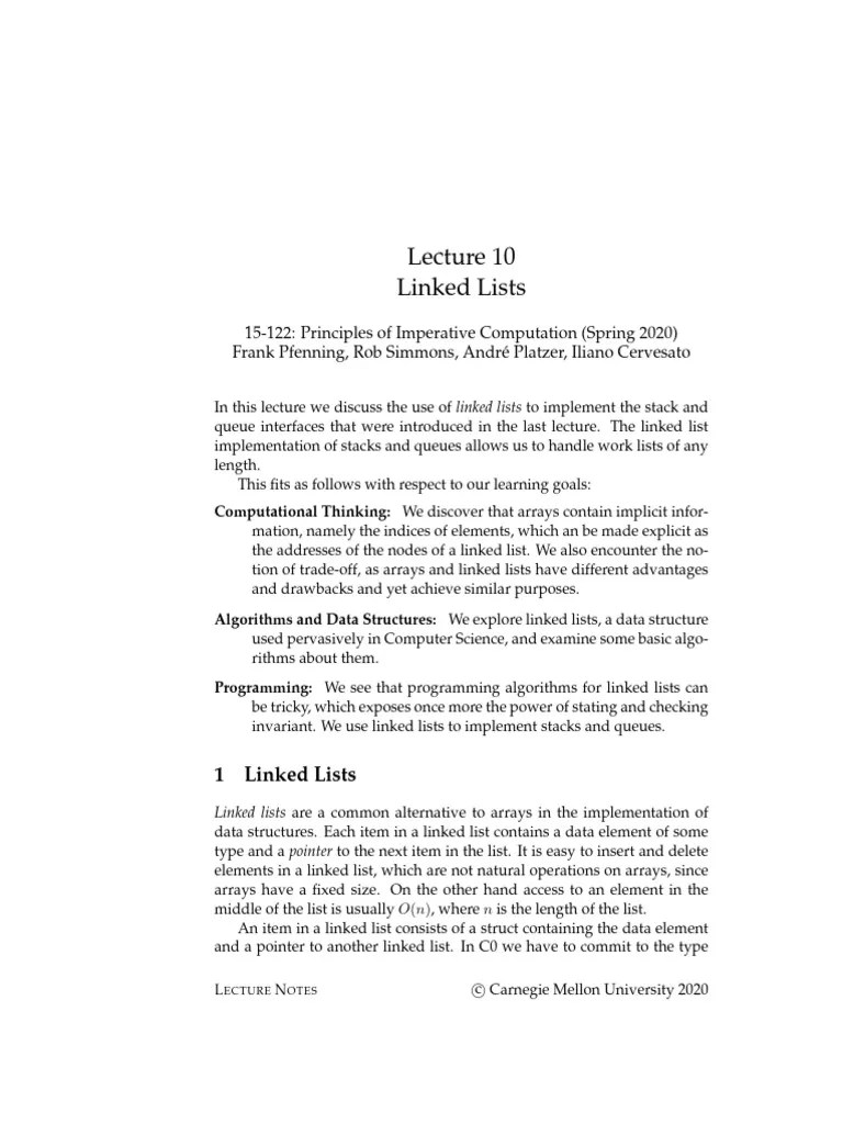 10-linkedlist | PDF | Queue (Abstract Data Type) | Pointer (Computer Programming)