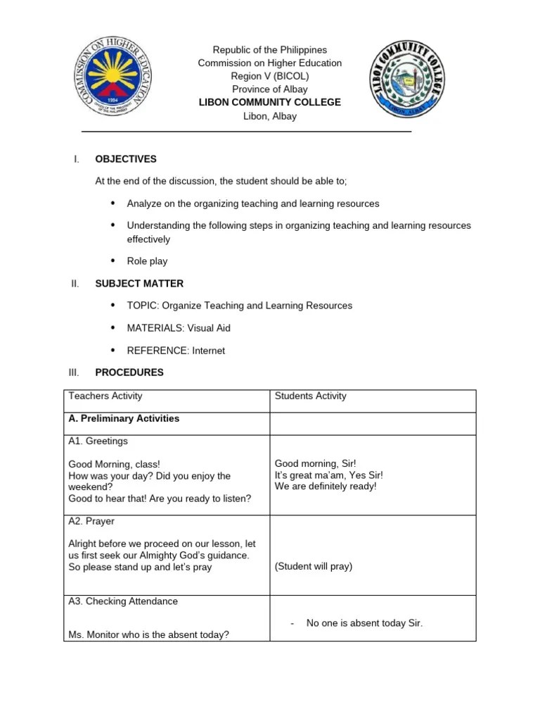 4As Lesson Plan | PDF | Human Communication | Behavior Modification