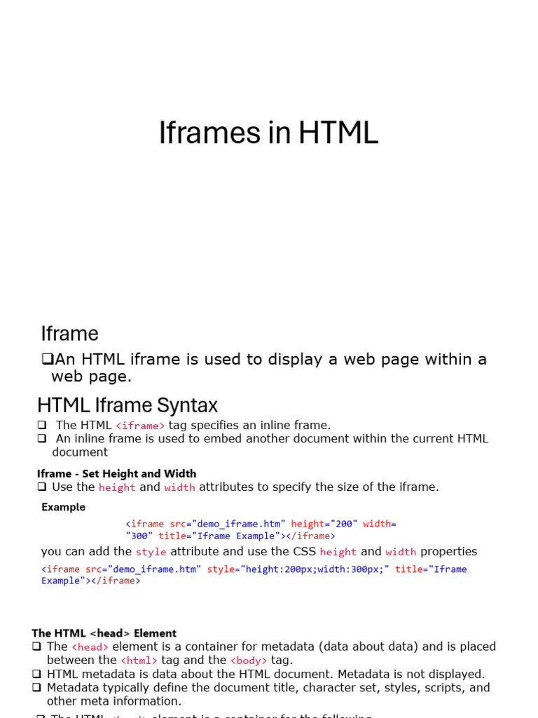 Iframes In HTML | PDF | Html Element | Html