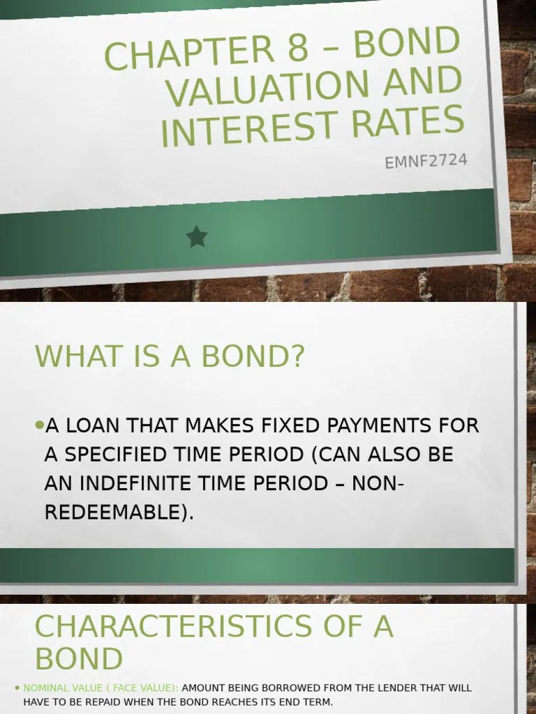 Chapter 8 Bond Valuation And Interest Rates | PDF | Bonds (Finance ...