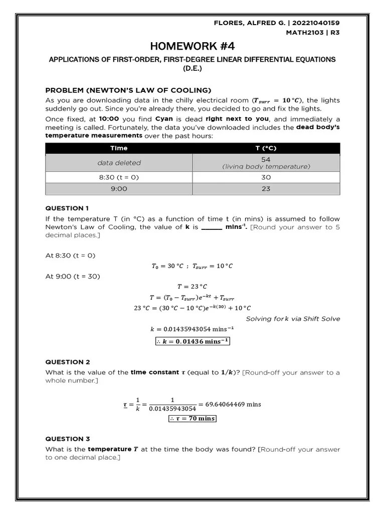 Applications Of First-Order, First-Degree Linear Differential Equations ...