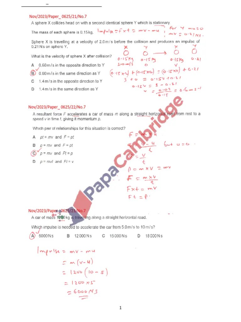 2023 Momentum Igcse Physics 0625 | PDF