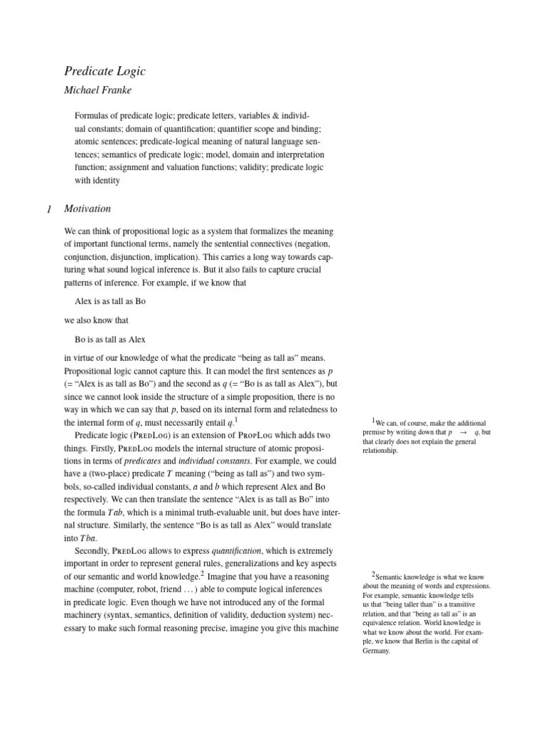 04 Handout Predicate Logic | PDF | First Order Logic | Interpretation ...