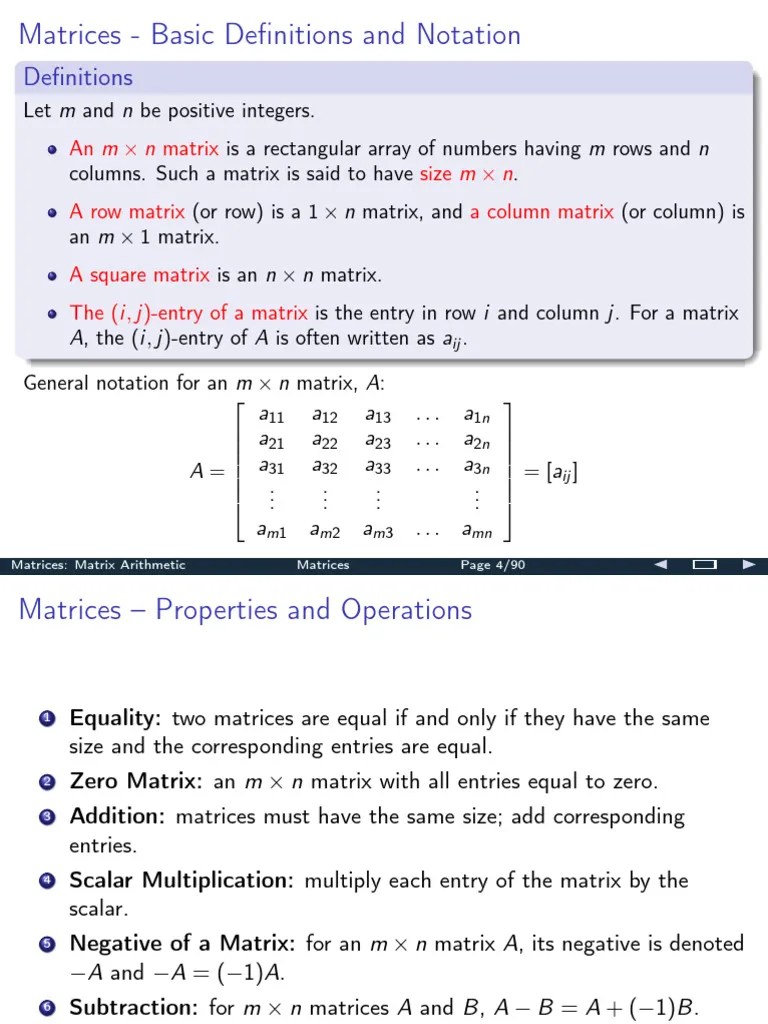 1 Matrices Lecture Notes | PDF | Matrix (Mathematics) | Linear Algebra
