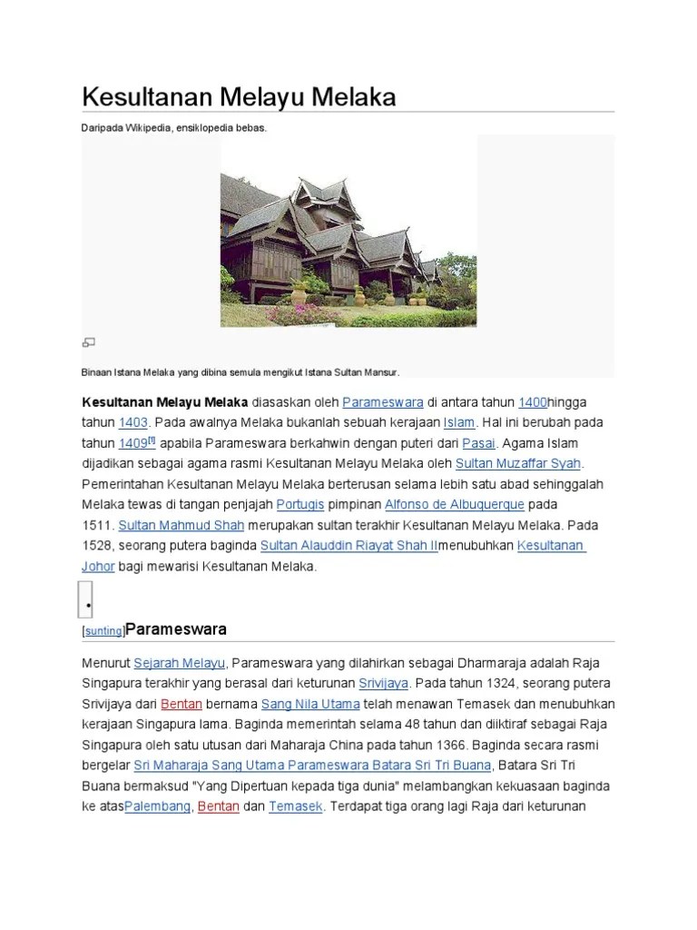Kesultanan Melayu Melaka | PDF