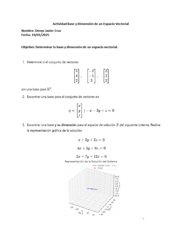 Base Y Dimensión De Un Espacio Vectorial | PDF
