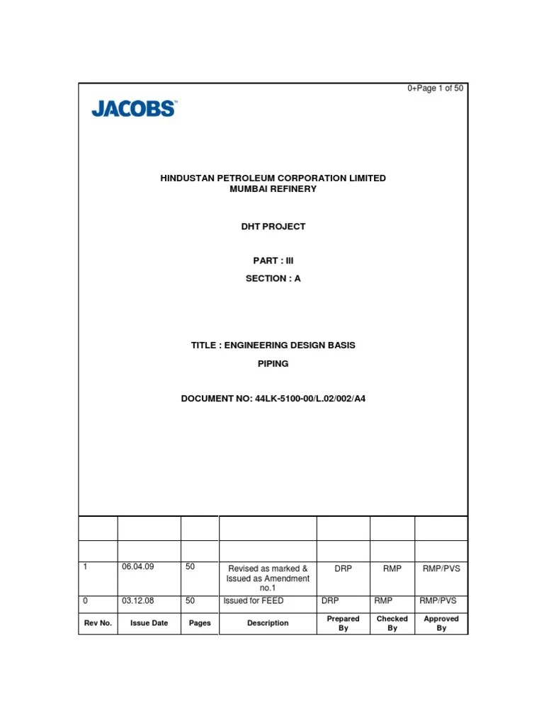 Piping-Design - Basis Rev 1 | PDF | Furnace | Pump