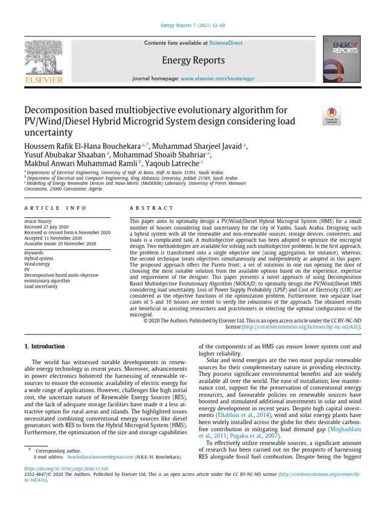 Decomposition Based Multiobjective Evolutionary Algorithm For PV | PDF ...