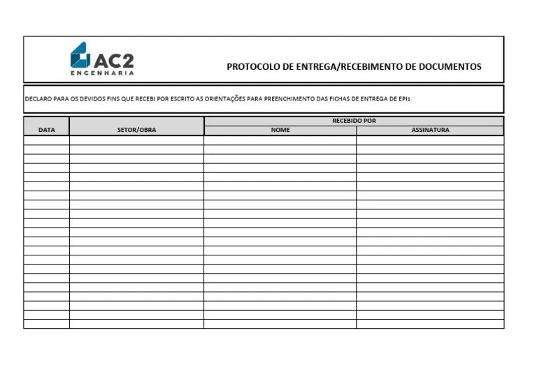 Modelo De Protocolo De Entrega De Documentos | PDF