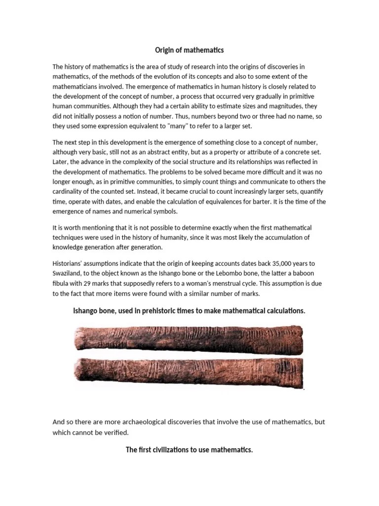 Origin Of Mathematics | PDF | Mathematics | René Descartes