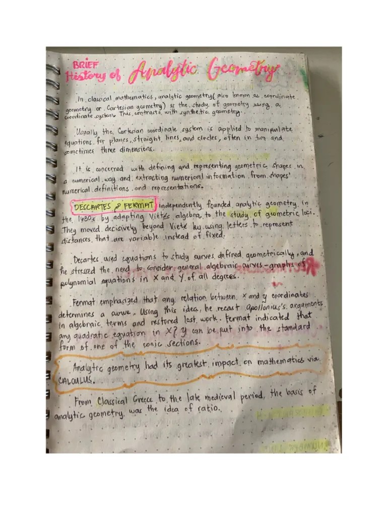 Analytic Geometry Notes | PDF