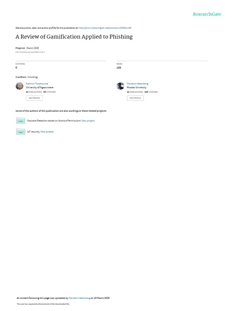 Review Gamification | PDF | Phishing | Malware
