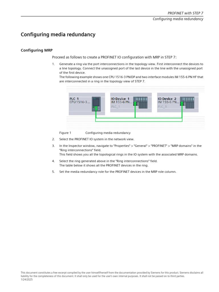 PROFINET With STEP 7 - Configuring Media Redundancy | PDF | System ...