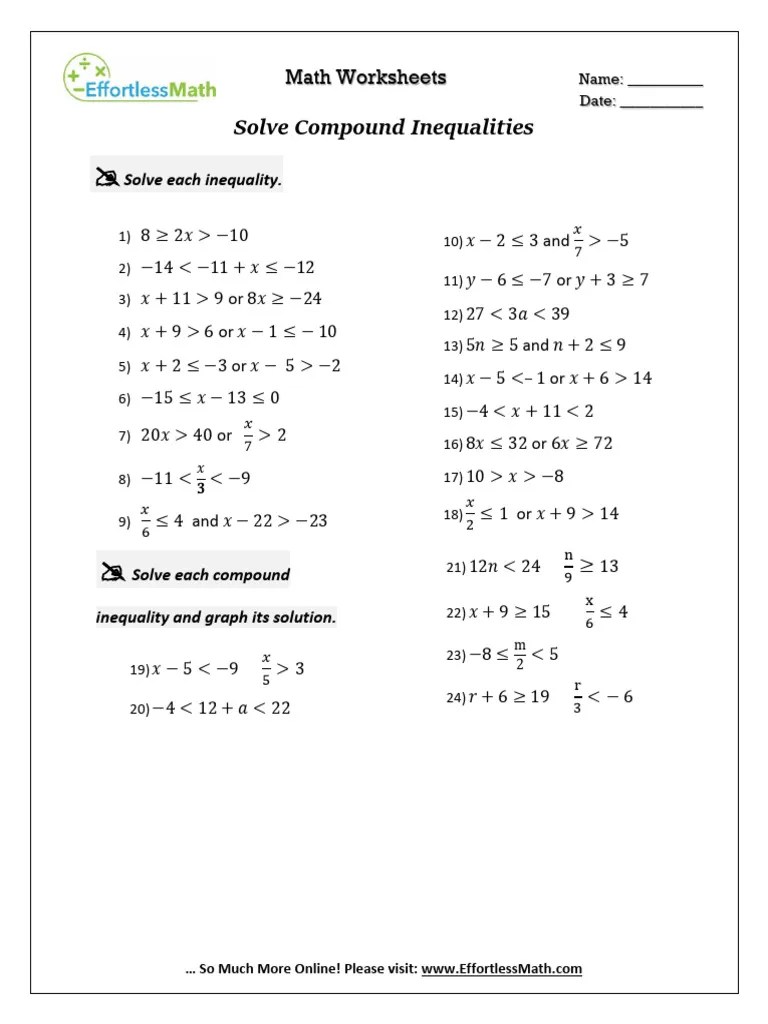 Solve Compound Inequalities | PDF