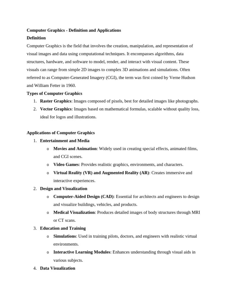 Computer Graphics | PDF | Computer Graphics | Visualization (Graphics)