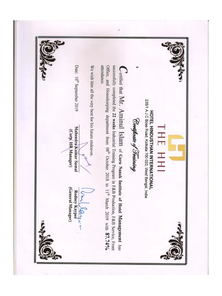 Training Certificate | PDF