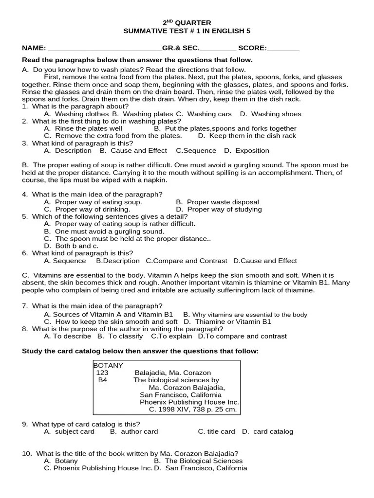 2ND Q-SUMMATIVE TEST # 1 | PDF | Dictionary