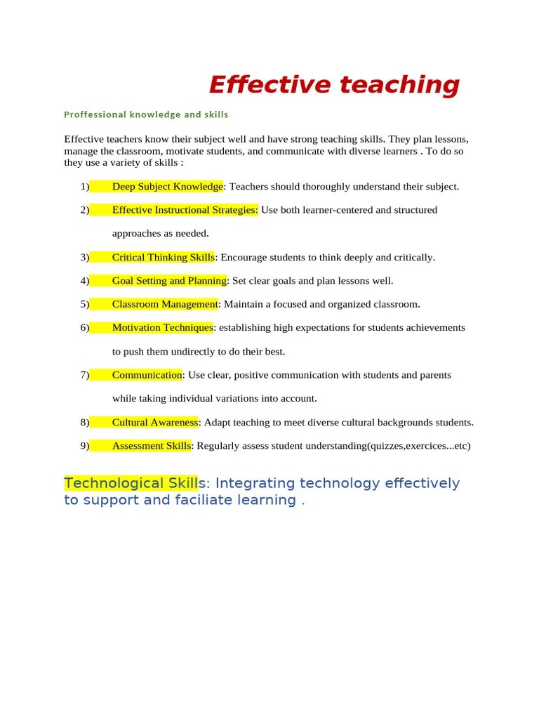 Effective Teaching | PDF