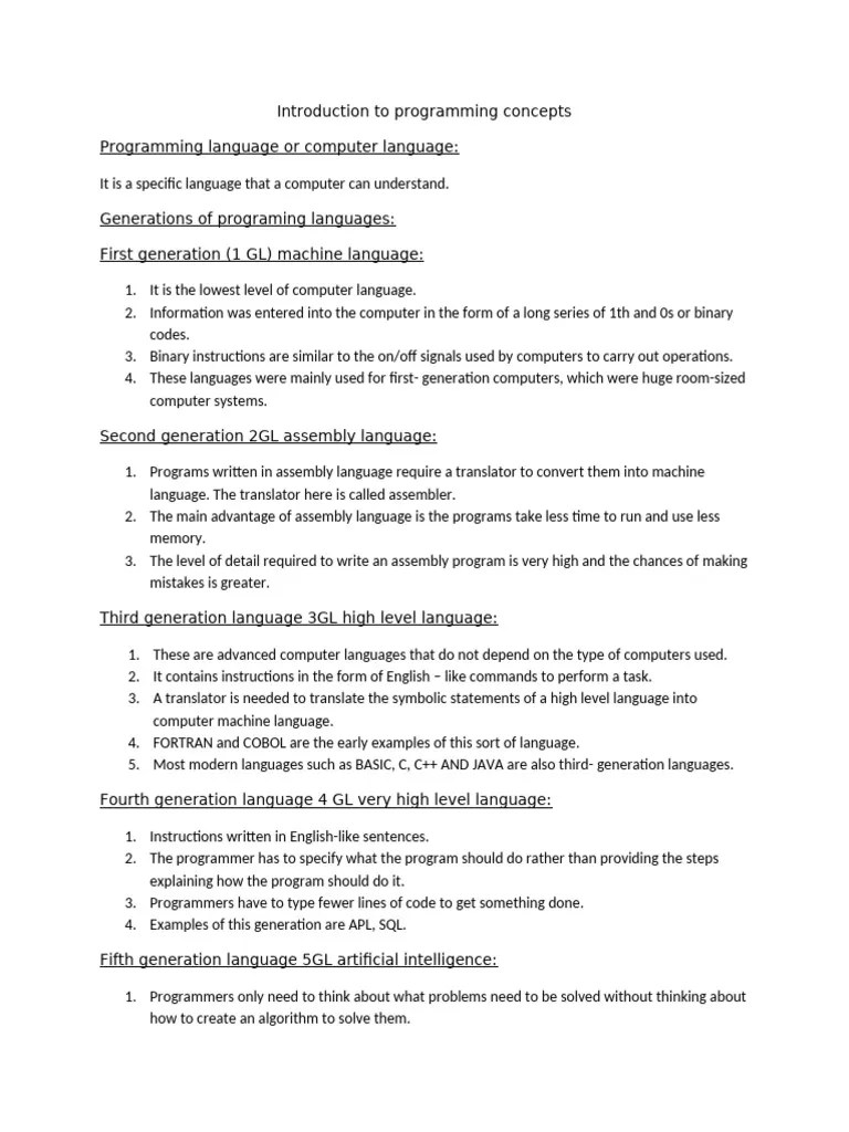 Introduction To Programming Concepts | PDF