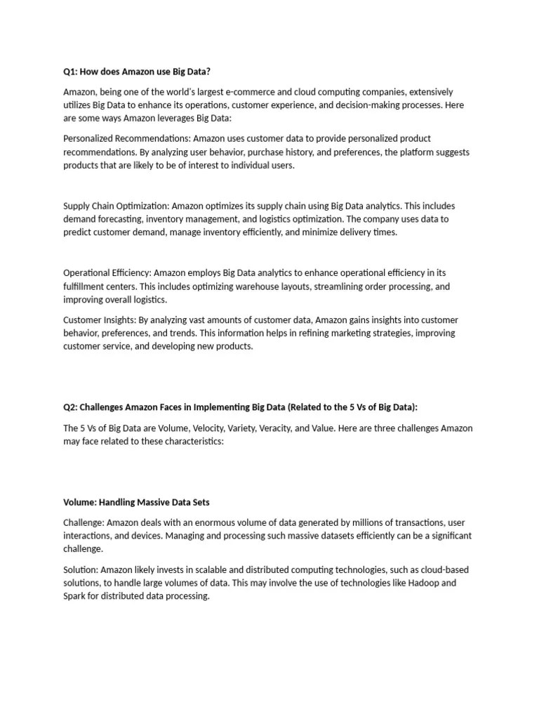 Amazon Use Big Data | PDF | Big Data | Analytics