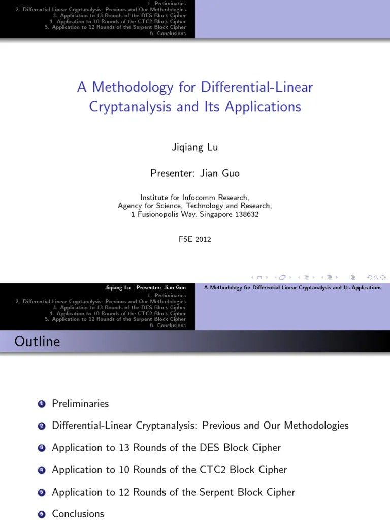 A Methodology For Differential-Linear Cryptanalysis And Its ...