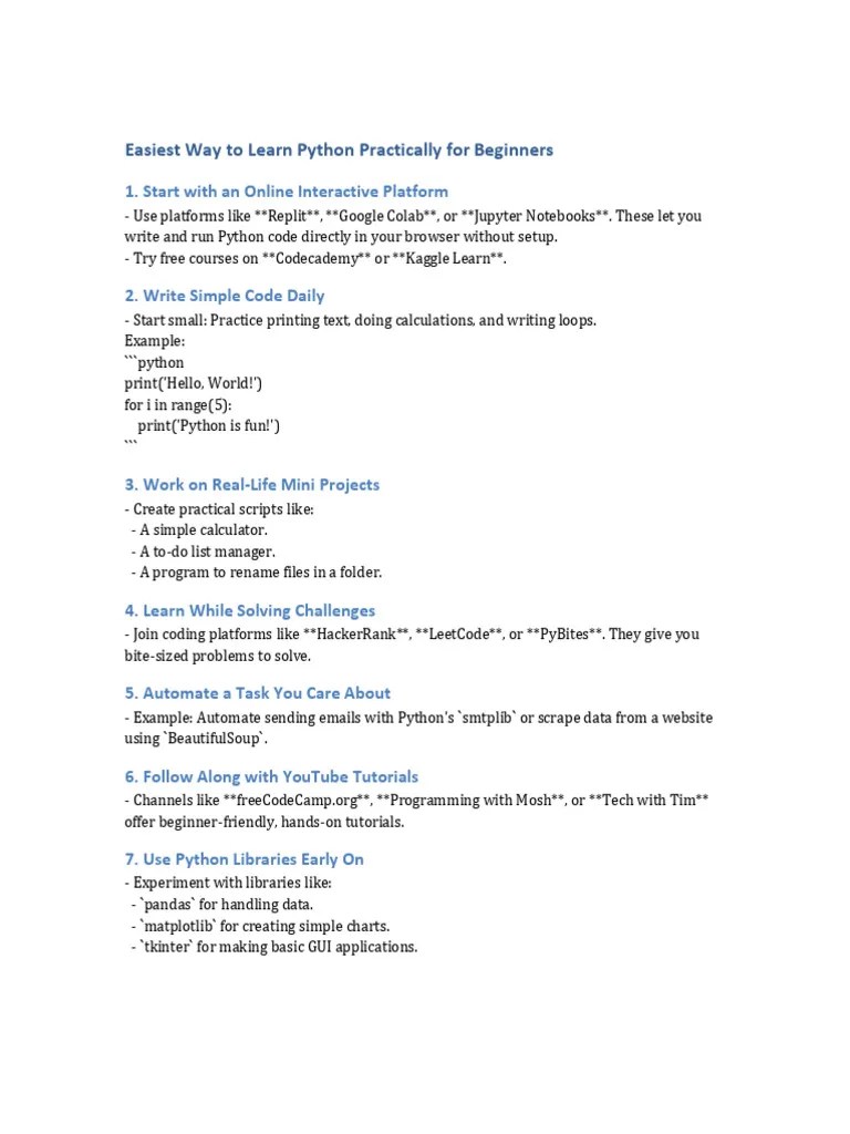 Easiest Way To Learn Python | PDF