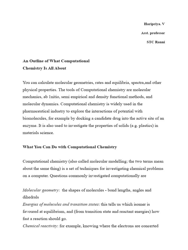 Computational | PDF | Hartree–Fock Method | Computational Chemistry