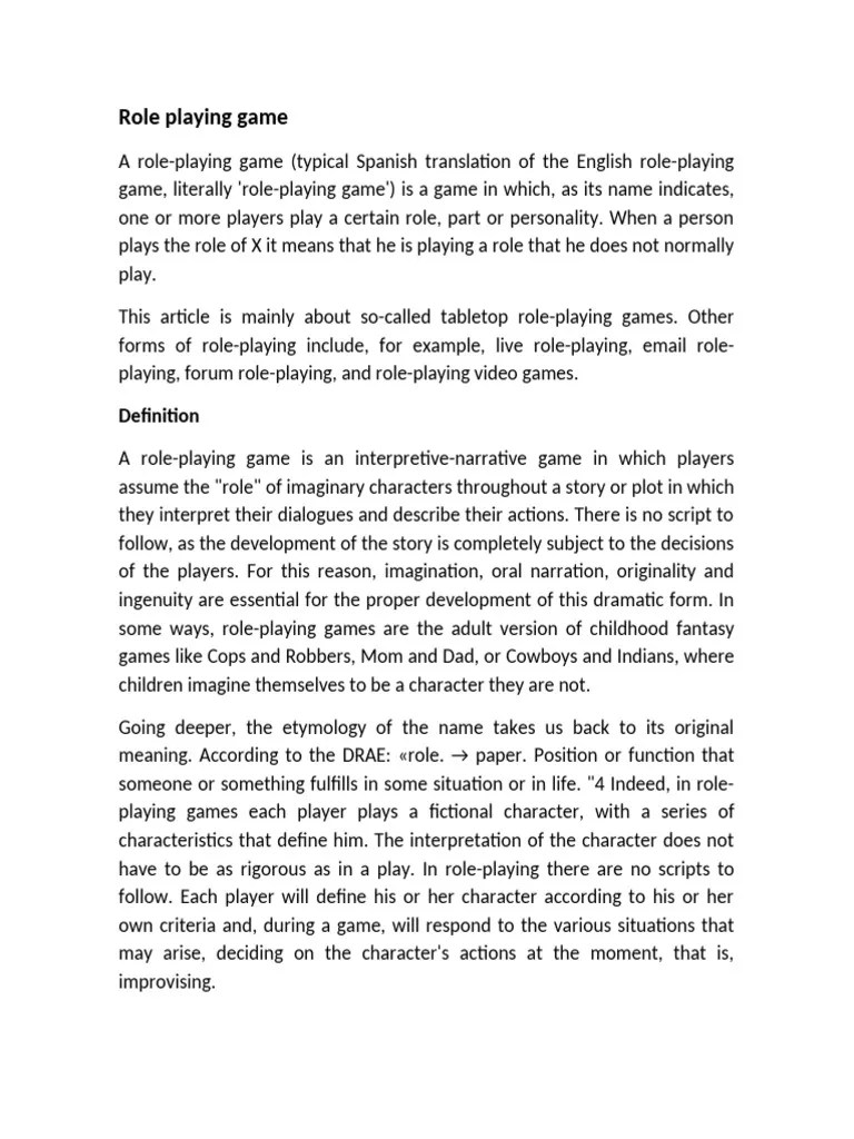 Role Play | PDF | Role Playing Games | Entertainment