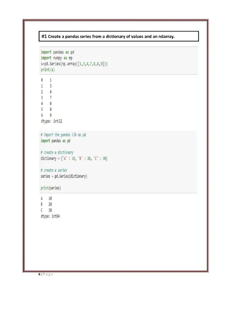 Class 12 Practical File Informatics Practices | PDF