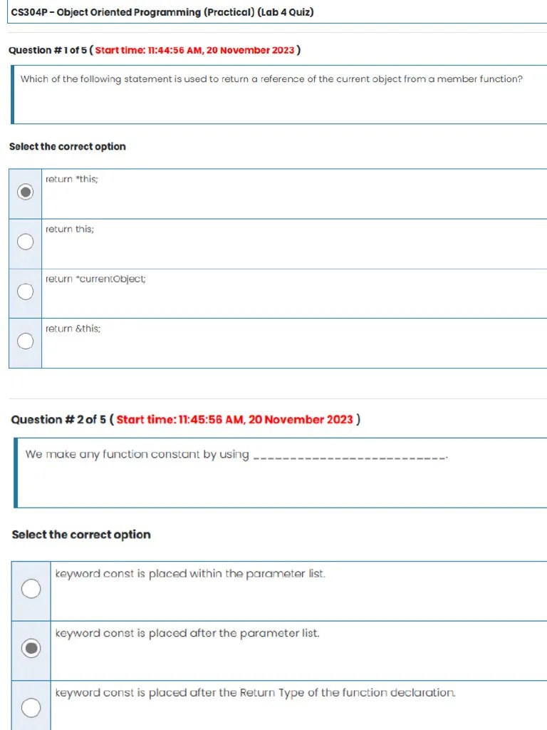 CS304P - Quiz 4 | PDF