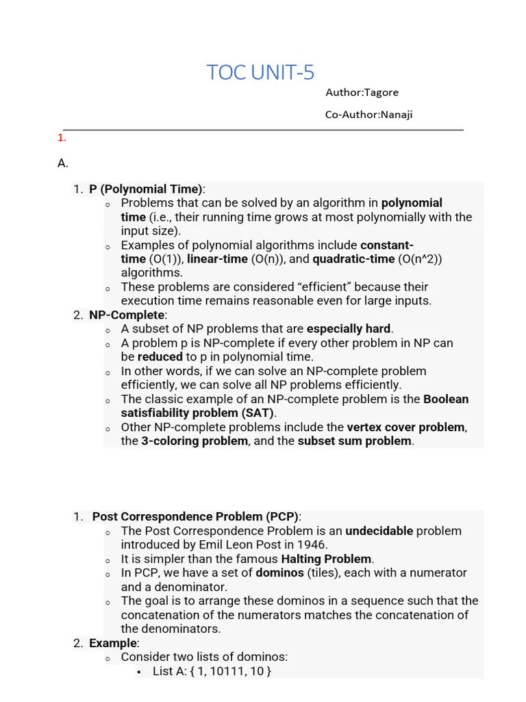 TOC UNIT-5 | PDF | Time Complexity | Theoretical Computer Science