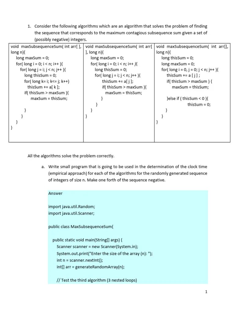 An Algorithm That Solves The Problem Of Finding The Sequence | PDF ...
