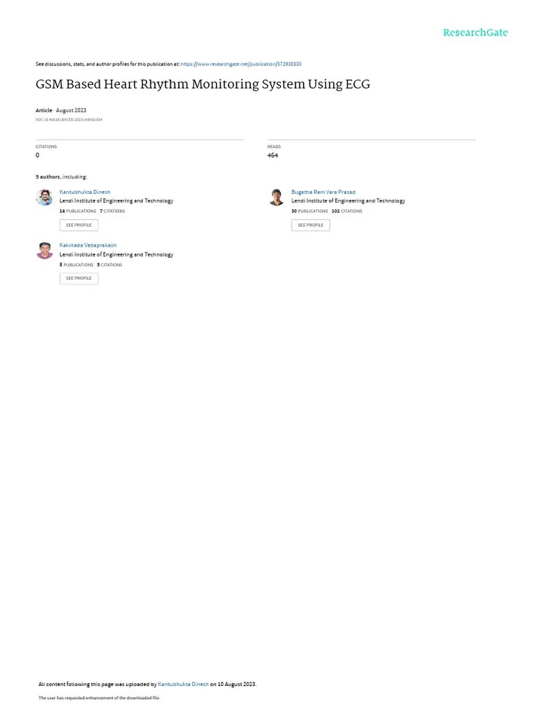 13-GSM Based Heart Rhythm Monitoring System Using ECG | PDF | Electrocardiography | Monitoring ...