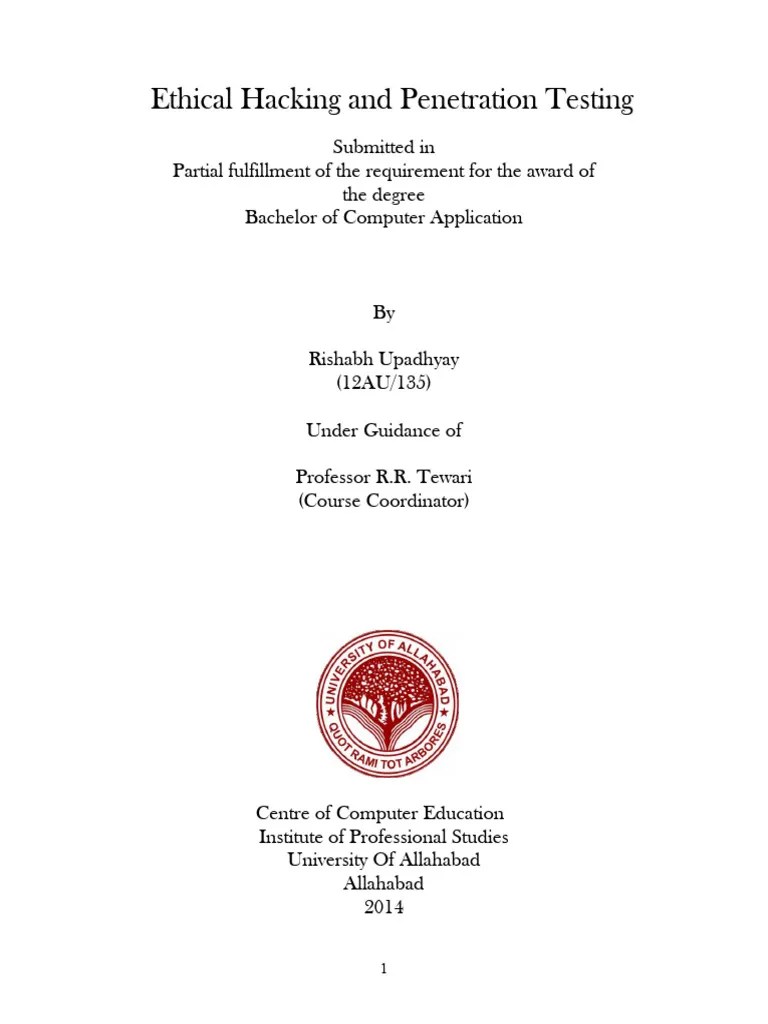 Ethical Hacking And Penetration Testing | PDF | Denial Of Service ...