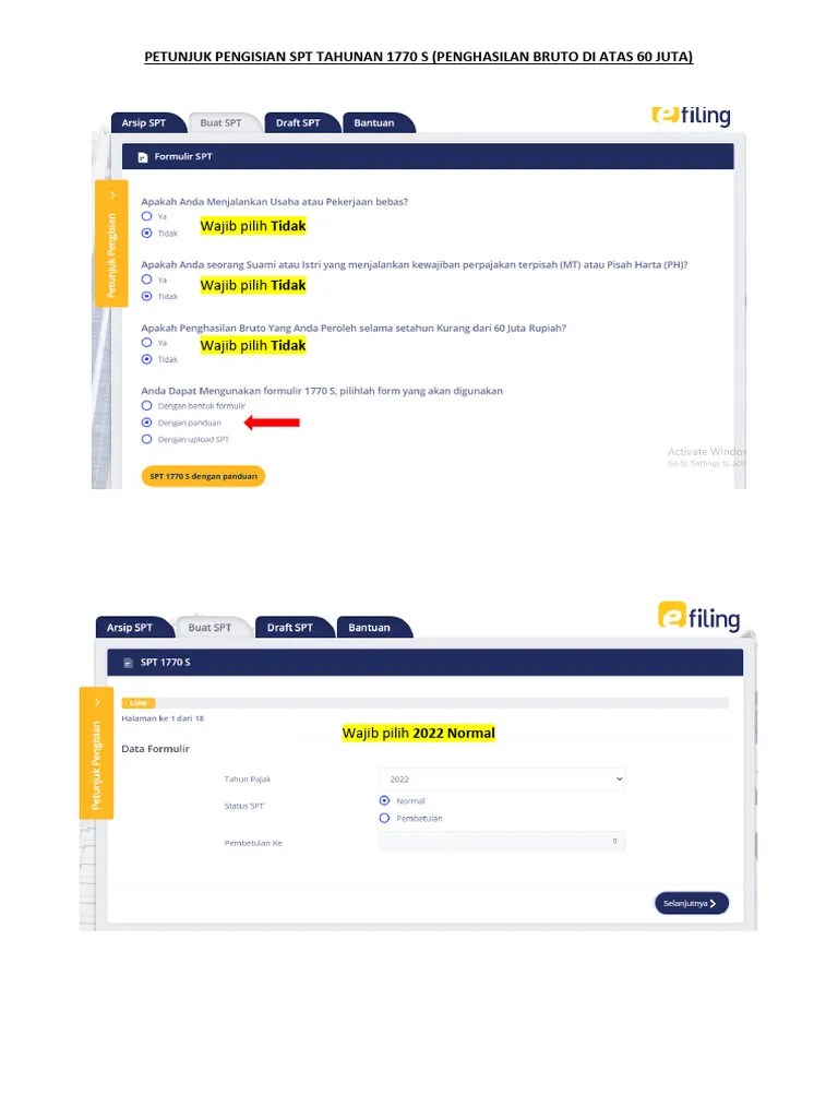 TATA CARA PENGISIAN SPT 1770S | PDF