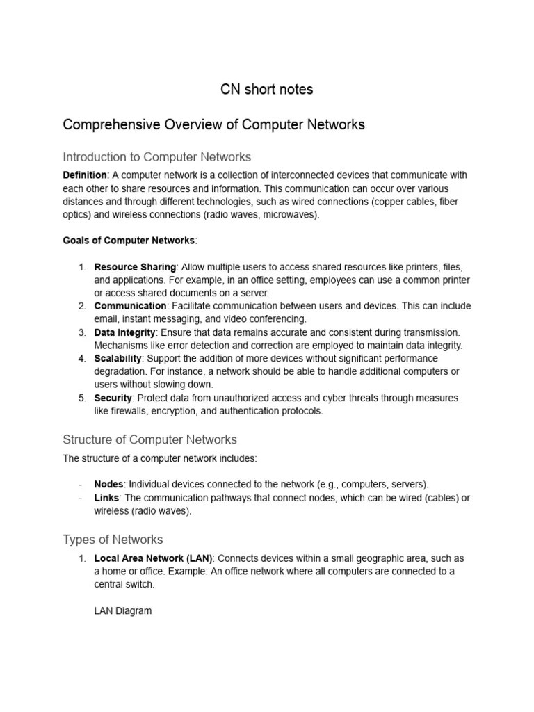 CN Short Notes | PDF | Computer Network | Transmission Control Protocol